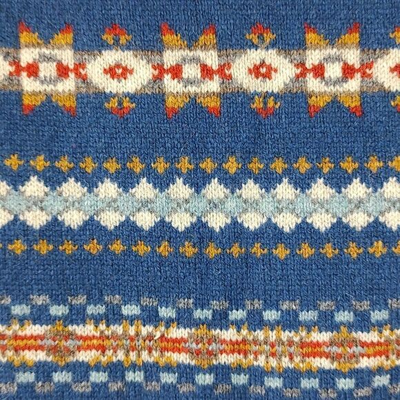 Lucky Brand Lambswool Striped Fair Isle Henley Sweater Unisex Size L - Picture 9 of 9